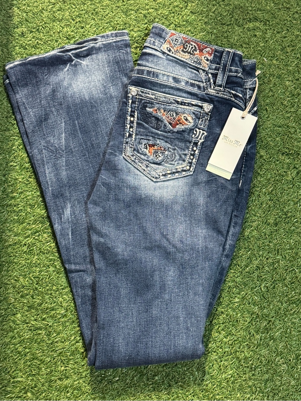 Miss Me Mid-Rise Bootcut Jeans Size 28x34  Style: M3873B DK Blue - NWT - Picture 2 of 10